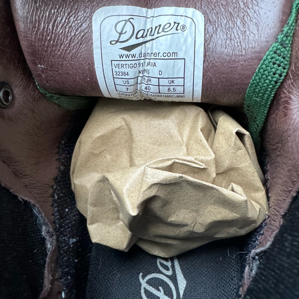 Leather Danner boots GoreTex waterproof w Vibram sole men’s size 7 women’s 8.5. - Picture 6 of 9
